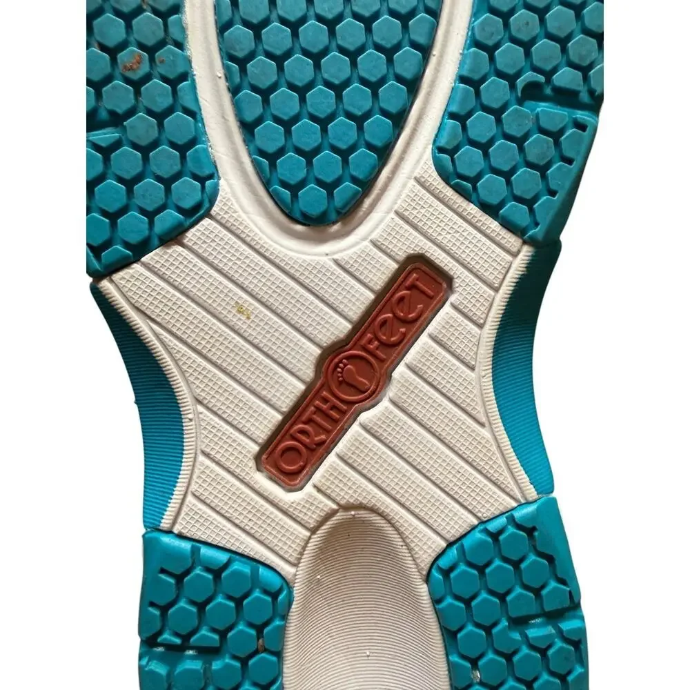 ORTHOFEET 986 Coral Women 8 Orthopedic Walking Sneakers Turquoise Orthotic *READ
